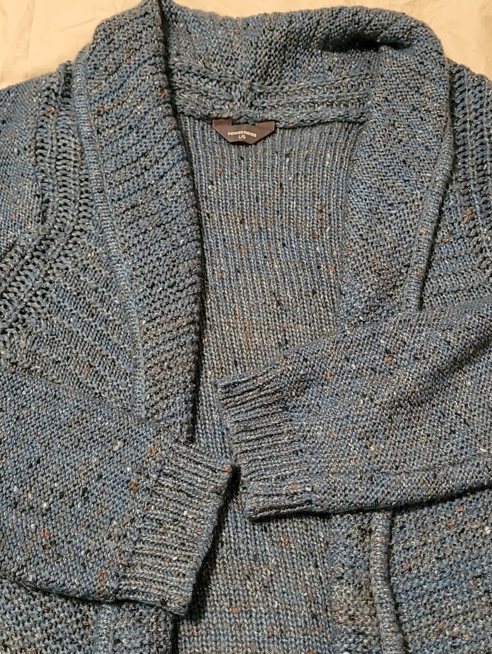 Denver Hayes Teal Speckled Open Front Cardigan Sweater Sz Large - Picture 6 of 11